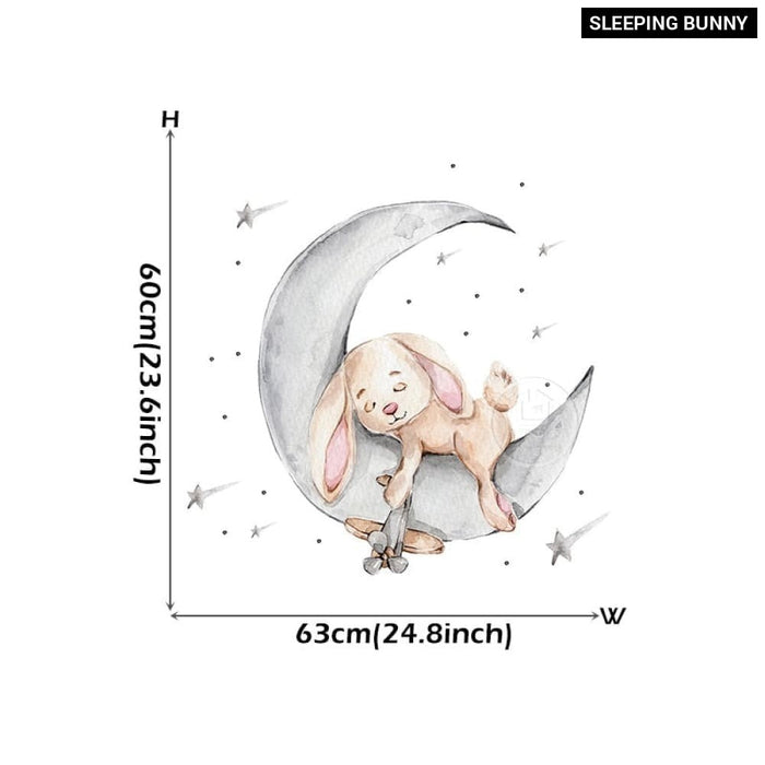 Teddy Bear Sleeping on the Moon and Stars Wall Stickers