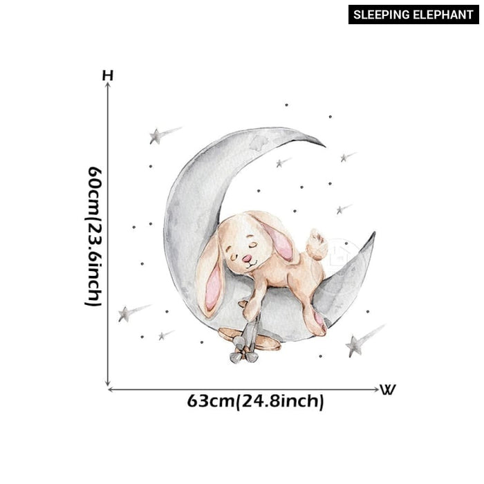 Teddy Bear Sleeping on the Moon and Stars Wall Stickers