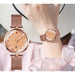 Three Dimensional Glass Dial Quartz Mesh Steel Strap Women