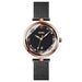 Three Dimensional Glass Dial Quartz Mesh Steel Strap Women