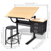 Three Drawers Drawing Table with Stool Xbbnn