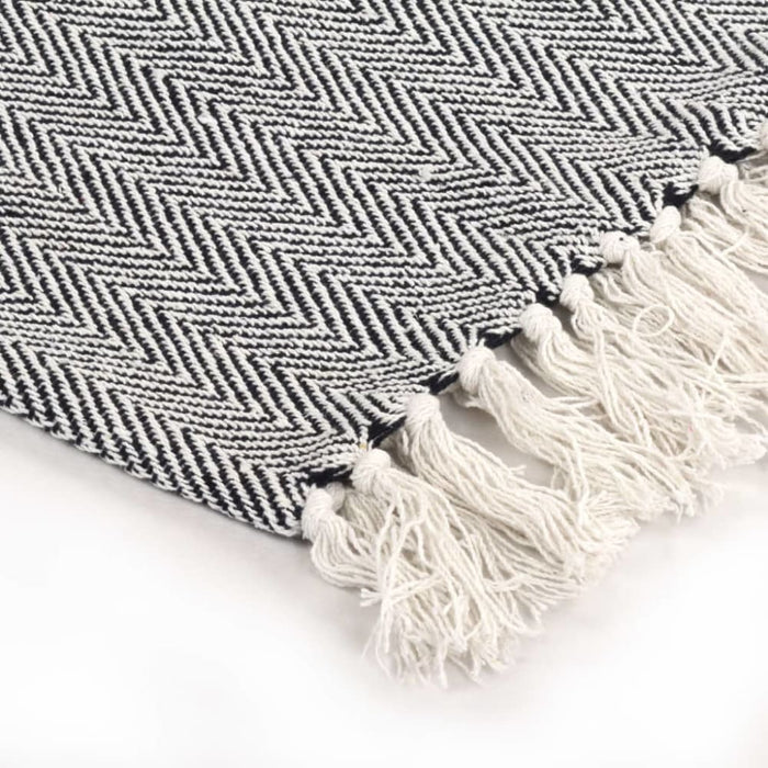 Throw Cotton Herringbone 220x250 Cm Navy Blue Xaptxt