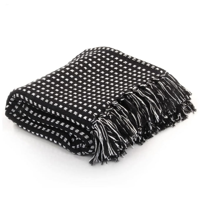 Throw Cotton Squares 125x150 Cm Black Xapttb