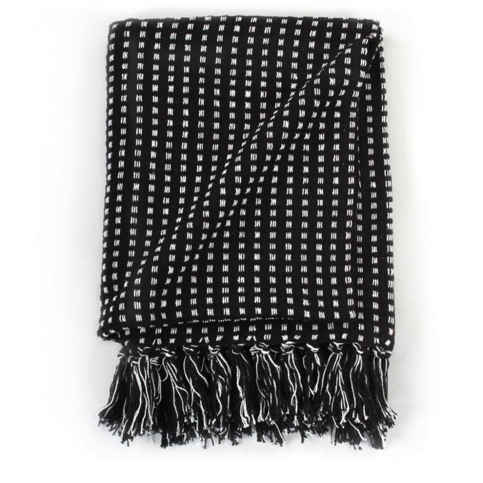 Throw Cotton Squares 160x210 Cm Black Xaptto