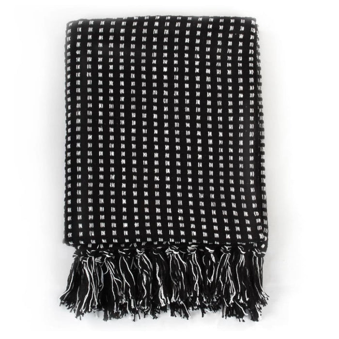 Throw Cotton Squares 220x250 Cm Black Xapttx