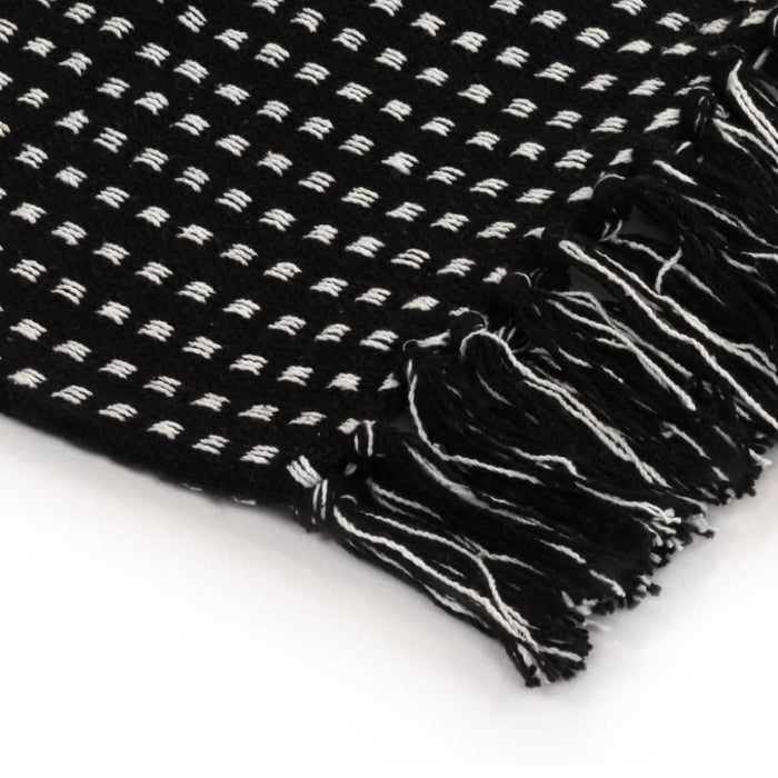 Throw Cotton Squares 220x250 Cm Black Xapttx