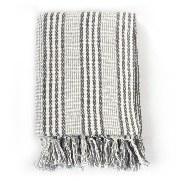 Throw Cotton Stripes 125x150 Cm Grey And White Xaptxi