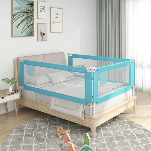 Toddler Safety Bed Rail Blue 200x25 Cm Fabric Obxop