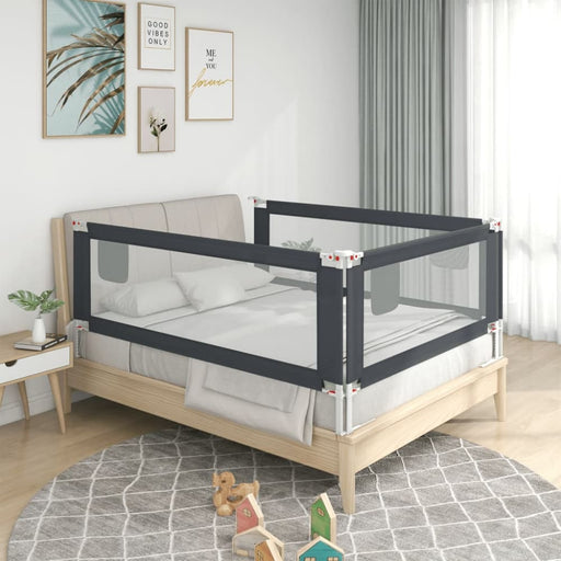 Toddler Safety Bed Rail Dark Grey 200x25 Cm Fabric Obxtt