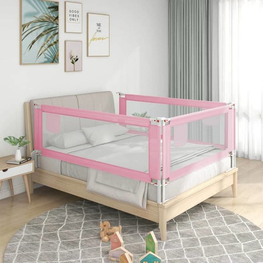 Toddler Safety Bed Rail Pink 200x25 Cm Fabric Obxbl