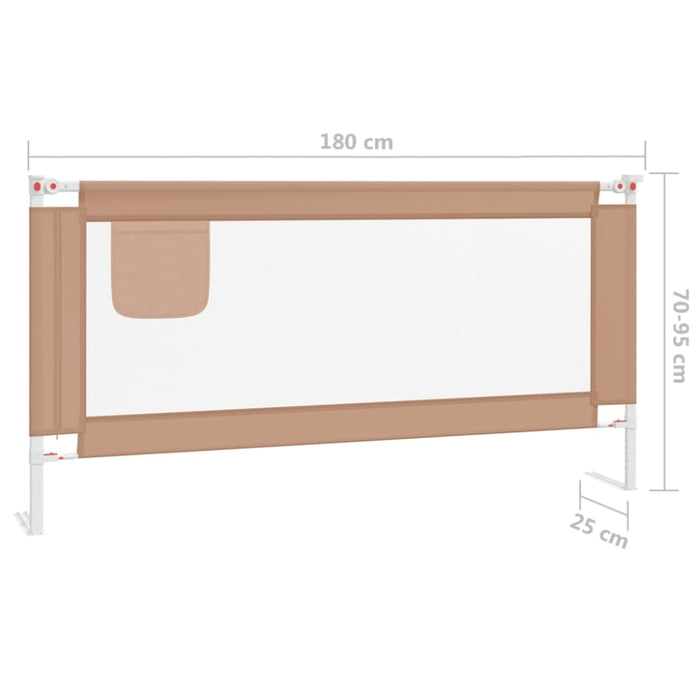 Toddler Safety Bed Rail Taupe 180x25 Cm Fabric Obxxx