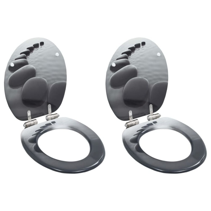 Wc Toilet Seats 2 Pcs With Soft Close Lids Mdf Stones