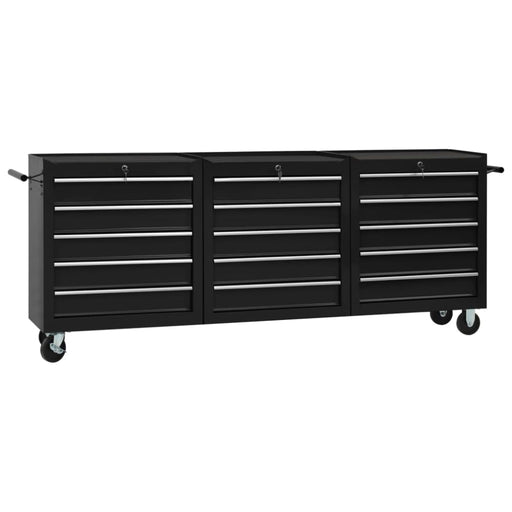 Tool Trolley With 15 Drawers Steel Black Tbpliao