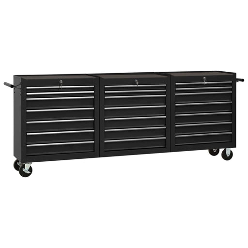 Tool Trolley With 21 Drawers Steel Black Tbpliax