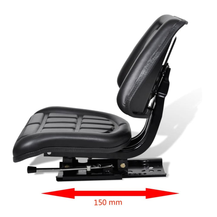 Tractor Seat with Backrest Black Xobopl