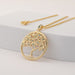 Tree Of Life Pendant Necklaces With Crystal Stone Gold