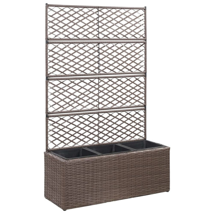 Trellis Raised Bed with 3 Pots 83x30x130 Cm Poly Rattan