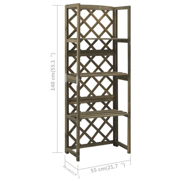 Trellis with Shelves Grey 55x30x140 Cm Solid Fir Wood Tolaob