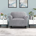 Velvet Sofa Cover Plush Couch Lounge Slipcover 1 Seater Grey