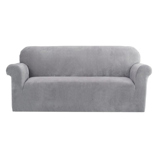 Velvet Sofa Cover Plush Couch Lounge Slipcover 3 Seater Grey