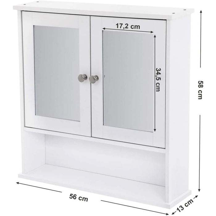 Wall Cabinet With 2 Mirror Doors White Lhc002
