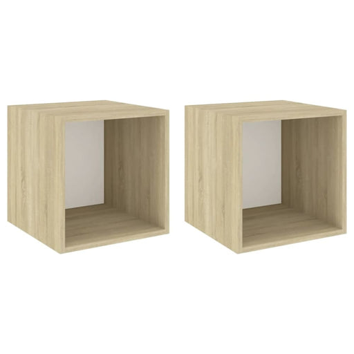 Wall Cabinets 2 Pcs White And Sonoma Oak 37x37x37 Cm