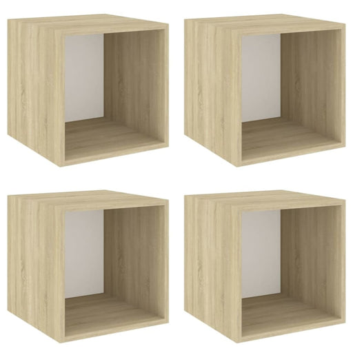 Wall Cabinets 4 Pcs White And Sonoma Oak 37x37x37 Cm