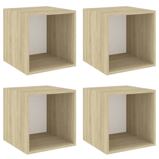 Wall Cabinets 4 Pcs White and Sonoma Oak 37x37x37 Cm