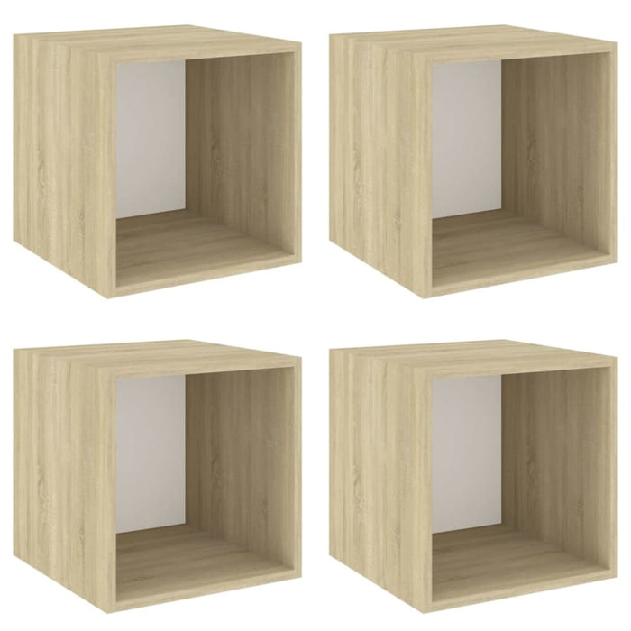 Wall Cabinets 4 Pcs White and Sonoma Oak 37x37x37 Cm