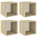 Wall Cabinets 4 Pcs White and Sonoma Oak 37x37x37 Cm