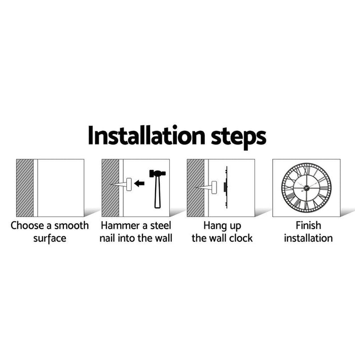 Wall Clock Large Modern Vintage Retro Metal Clocks Handmade