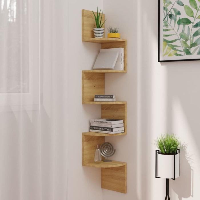 Wall Corner Shelf Sonoma Oak 19x19x123 Cm Chipboard Txlnta