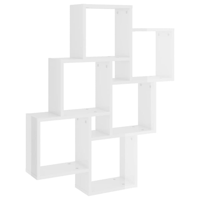 Wall Cube Shelf Glossy Look White 78x15x93 Cm Chipboard