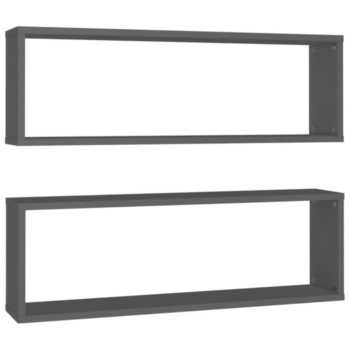 Wall Cube Shelves 2 Pcs Grey 80x15x26.5 Cm Chipboard Nbioox