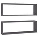 Wall Cube Shelves 2 Pcs Grey 80x15x26.5 Cm Chipboard Nbioox
