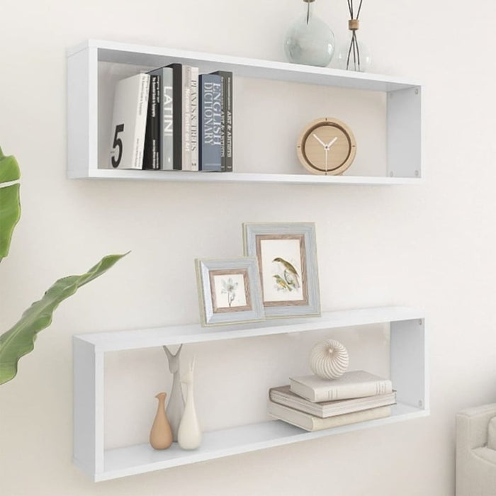 Wall Cube Shelves 2 Pcs White 100x15x30 Cm Chipboard Nbibik