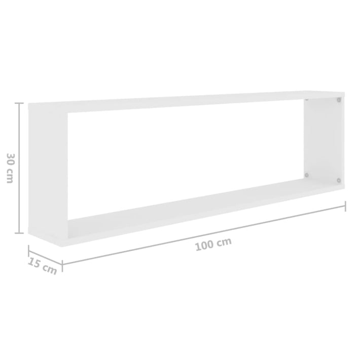 Wall Cube Shelves 2 Pcs White 100x15x30 Cm Chipboard Nbibik