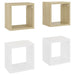 Wall Cube Shelves 4 Pcs White And Sonoma Oak 22x15x22 Cm