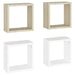 Wall Cube Shelves 4 Pcs White And Sonoma Oak 30x15x30 Cm