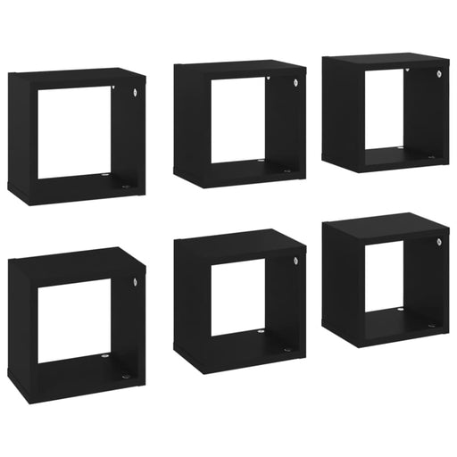 Wall Cube Shelves 6 Pcs Black 22x15x22 Cm Nbibpi