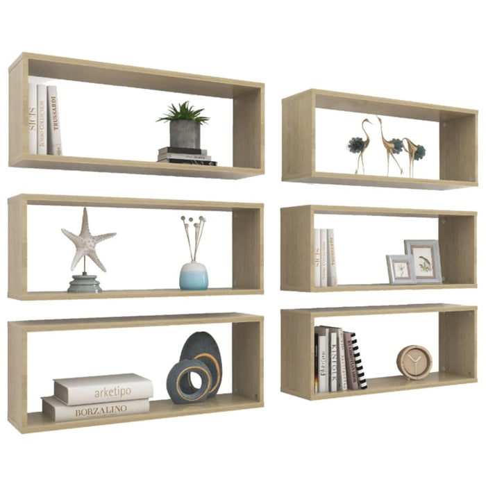 Wall Cube Shelves 6 Pcs Sonoma Oak Chipboard Nbioaa