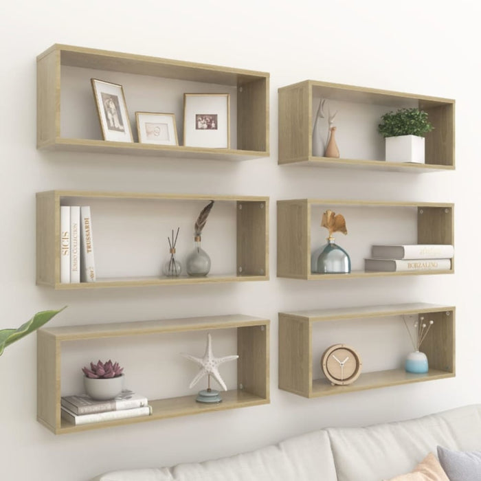 Wall Cube Shelves 6 Pcs Sonoma Oak Chipboard Nbioaa