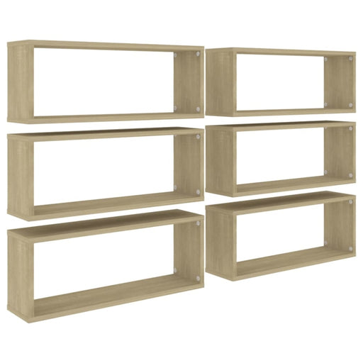 Wall Cube Shelves 6 Pcs Sonoma Oak Chipboard Nbioaa