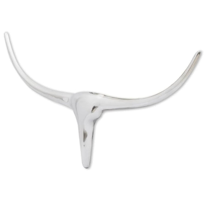 Wall Mounted Aluminium Bull’s Head Decoration Silver 72 Cm