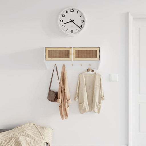 Wall-mounted Coat Rack White Engineered Wood and Natural