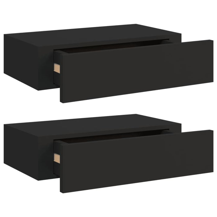 Wall-mounted Drawer Shelves 2 Pcs Black 40x23.5x10cm Mdf