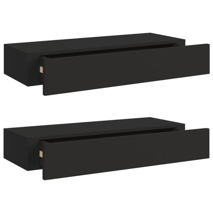 Wall-mounted Drawer Shelves 2 Pcs Black 60x23.5x10cm Mdf