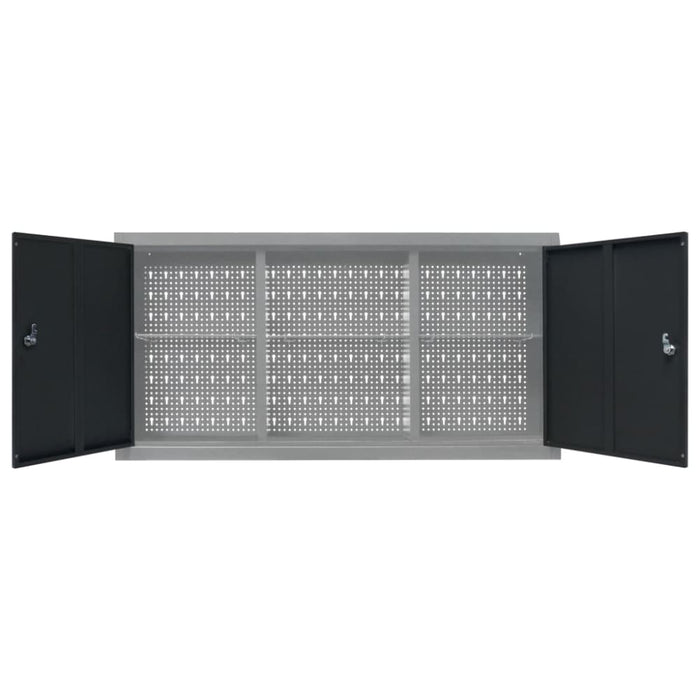 Wall Mounted Tool Cabinet Industrial Style Metal Grey