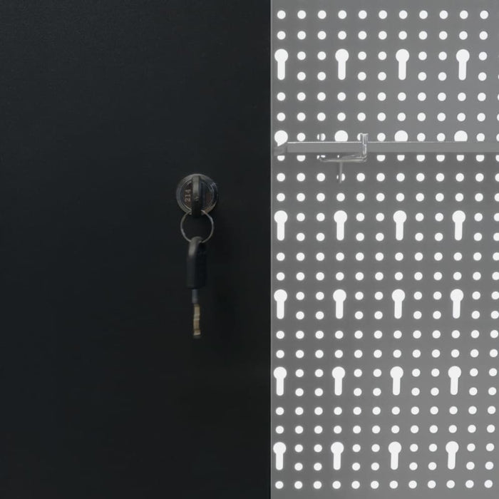 Wall Mounted Tool Cabinet Industrial Style Metal Grey