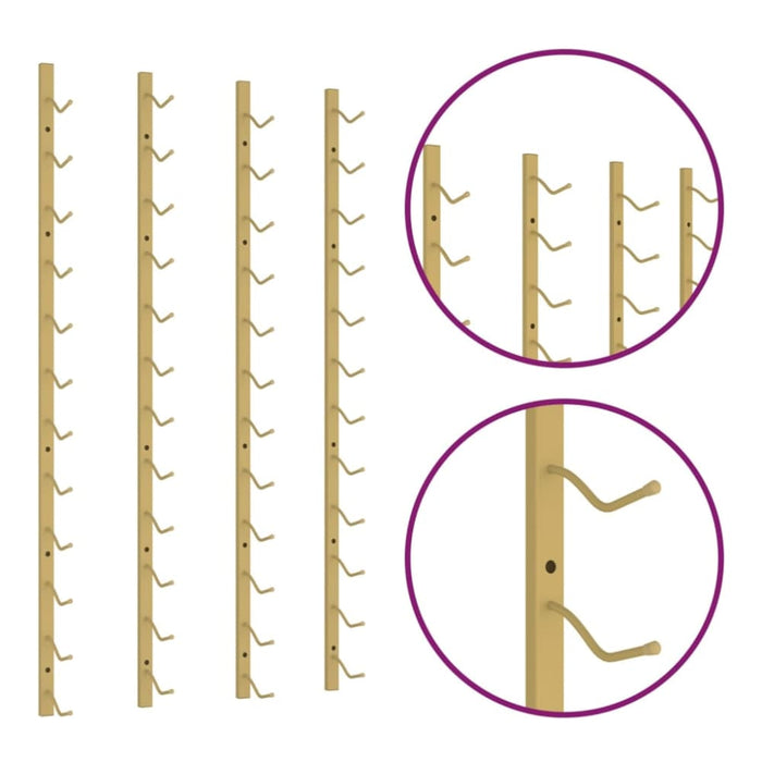 Wall Mounted Wine Rack For 12 Bottles 2 Pcs Gold Iron Tabnnx